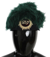 Dolce & Gabbana Green Fur DG Logo Embroidered Cloche Hat -   -  Dolce & Gabbana.