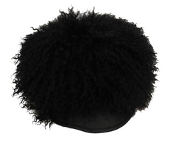 Dolce & Gabbana Black Tibet Lamb Fur Leather Gatsby Hat -   -  Dolce & Gabbana.