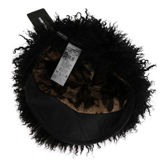 Dolce & Gabbana Black Tibet Lamb Fur Leather Gatsby Hat -   -  Dolce & Gabbana.