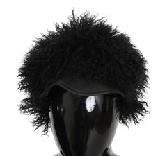 Dolce & Gabbana Black Tibet Lamb Fur Leather Gatsby Hat -   -  Dolce & Gabbana.