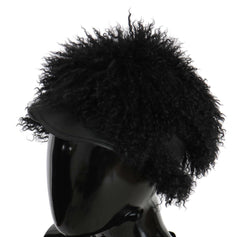 Dolce & Gabbana Black Tibet Lamb Fur Leather Gatsby Hat -   -  Dolce & Gabbana.