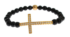 Nialaya Agate Stone Gold CZ Cross 925 Silver Bracelet -   -  Nialaya.