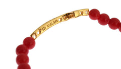 Nialaya Red Coral Gold CZ Cross 925 Silver Bracelet -   -  Nialaya.