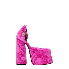 Versace Pink Velvet Platforms - - Versace.