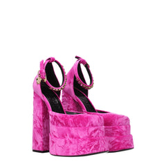 Versace Pink Velvet Platforms - - Versace.