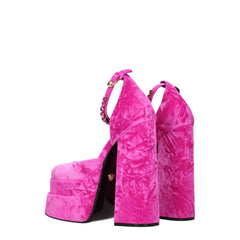 Versace Pink Velvet Platforms - - Versace.