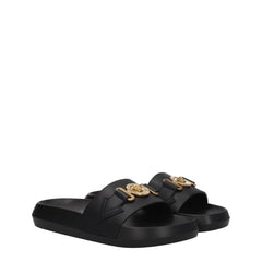 Versace Black Leather Slippers Sandals - - Versace.