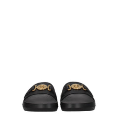 Versace Black Leather Slippers Sandals - - Versace.