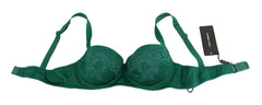 Dolce & Gabbana Green Silk Stretch Floral Lace Bra Underwear -   -  Dolce & Gabbana.