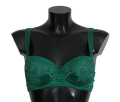 Dolce & Gabbana Green Silk Stretch Floral Lace Bra Underwear -   -  Dolce & Gabbana.