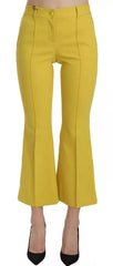 Dolce & Gabbana Yellow Flared Bootcut Capri Cotton Pants - - Dolce & Gabbana.