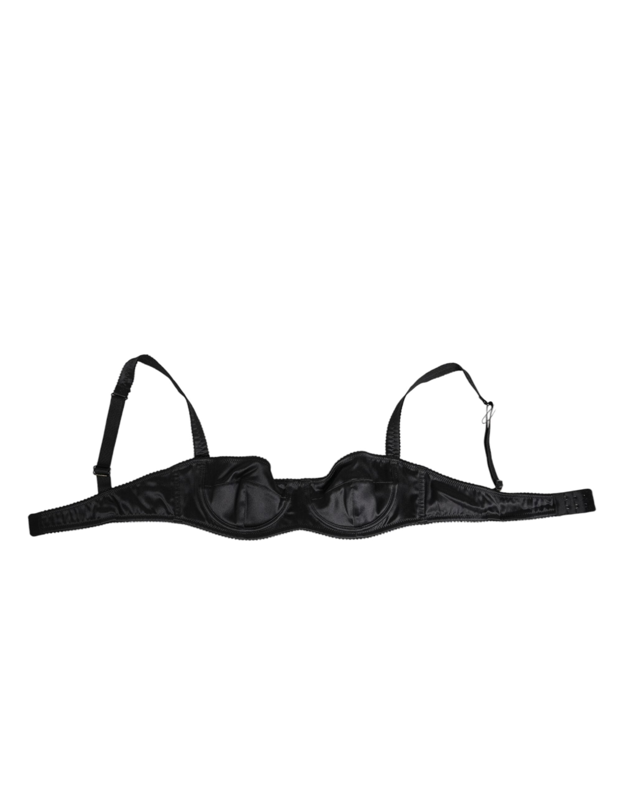 Dolce & Gabbana Black Satin Underwire Bra Lingerie IT2 Underwear - - Dolce & Gabbana.