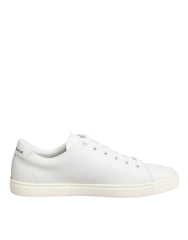 Dolce & Gabbana White Leather Sacre Heart Patch Sneakers Shoes - - Dolce & Gabbana.