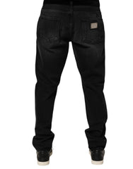 Dolce & Gabbana Black Washed Cotton Skinny Men Denim Jeans - - Dolce & Gabbana.
