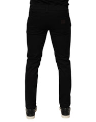 Dolce & Gabbana Black Cotton Blend Skinny Men Trouser Pants - - Dolce & Gabbana.