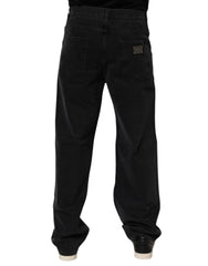 Dolce & Gabbana Black Cotton Logo Men Mid Waist Denim Jeans - - Dolce & Gabbana.