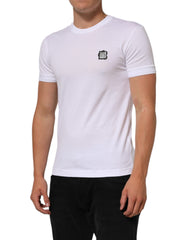 Dolce & Gabbana White Cotton Logo Patch Crew Neck T-shirt - - Dolce & Gabbana.