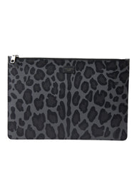 Dolce & Gabbana Multicolor Leopard Jacquard Logo Plaque Document Briefcase Bag - - Dolce & Gabbana.