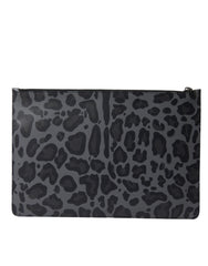 Dolce & Gabbana Multicolor Leopard Jacquard Logo Plaque Document Briefcase Bag - - Dolce & Gabbana.