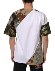 Dolce & Gabbana White Camouflage Patckwork Men Cotton T-shirt - - Dolce & Gabbana.