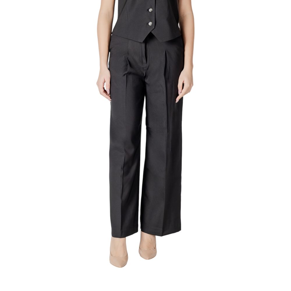 ICHI Black Polyester Pant - - ICHI.