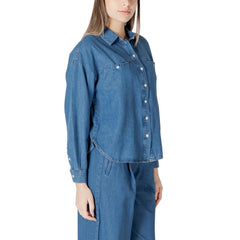 ICHI Blue Cotton Shirt - - ICHI.