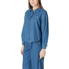 ICHI Blue Cotton Shirt - - ICHI.