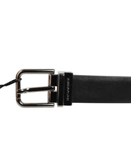 Dolce & Gabbana Black Leather Studded Silver-Tone Buckle Belt
