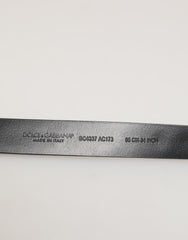 Dolce & Gabbana Black Leather Studded Silver-Tone Buckle Belt