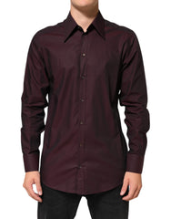 Dolce & Gabbana Violet GOLD Cotton Collared Dress Formal Shirt