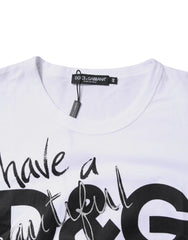 Dolce & Gabbana White Graphic Print Cotton Crew Neck T-shirt