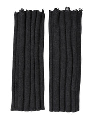 Black Virgin Wool Knitted Fingerless Gloves