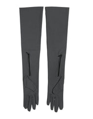 Dark Gray Viscose Elbow Length Mitten Men Gloves
