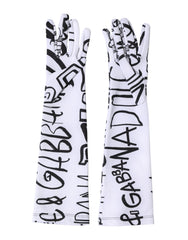 Black White DG Logo Elbow Length Mitten Gloves