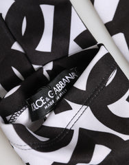 Black White DG Logo Elbow Length Mitten Gloves