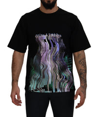 Cotton Black Printed Crewneck Tee T-shirt