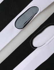 Black White Nylon Fingerless Wrist Length Gloves