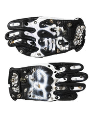 Gloves Black White Crystal Wrist Length Mitten Gloves