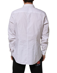 White Cotton Collared Long Sleeve Men Dress Shirt