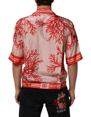 Shirt Red Corals Short Sleeves Button Down