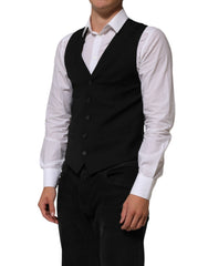 Black Polyester Dress Formal Waistcoat Vest