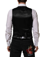 Black Polyester Dress Formal Waistcoat Vest