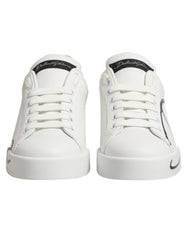 White Gray Low Top Leather Sneaker Shoes