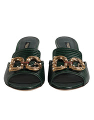 Green DG Amore Heel Slides Sandals Shoes