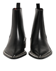 Black Studded Chelsea Short Ankle Boots Shoes