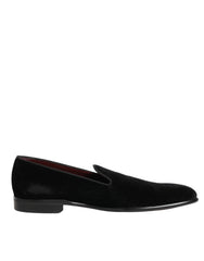 Black Leather Suede Slip On Loafer Dress Shoes