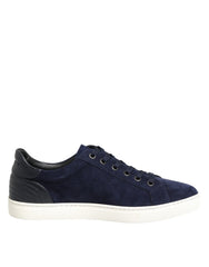 Blue Leather Suede Low Top Sneakers Shoes