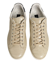 Beige London Low Top Leather Sneakers Shoes
