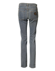 Blue Two Tone Cotton Men Skinny Denim Jeans