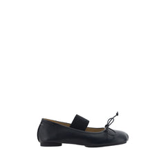 Black Calf Leather Bos Taurus Ballet Flats